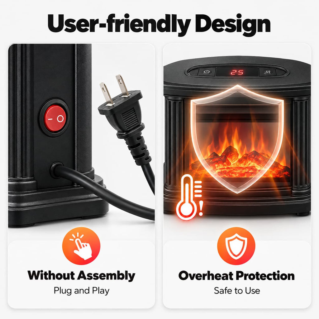 1000W Freestanding Electric Fireplace
