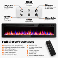 72” Ultra-Thin Linear Electric Fireplace