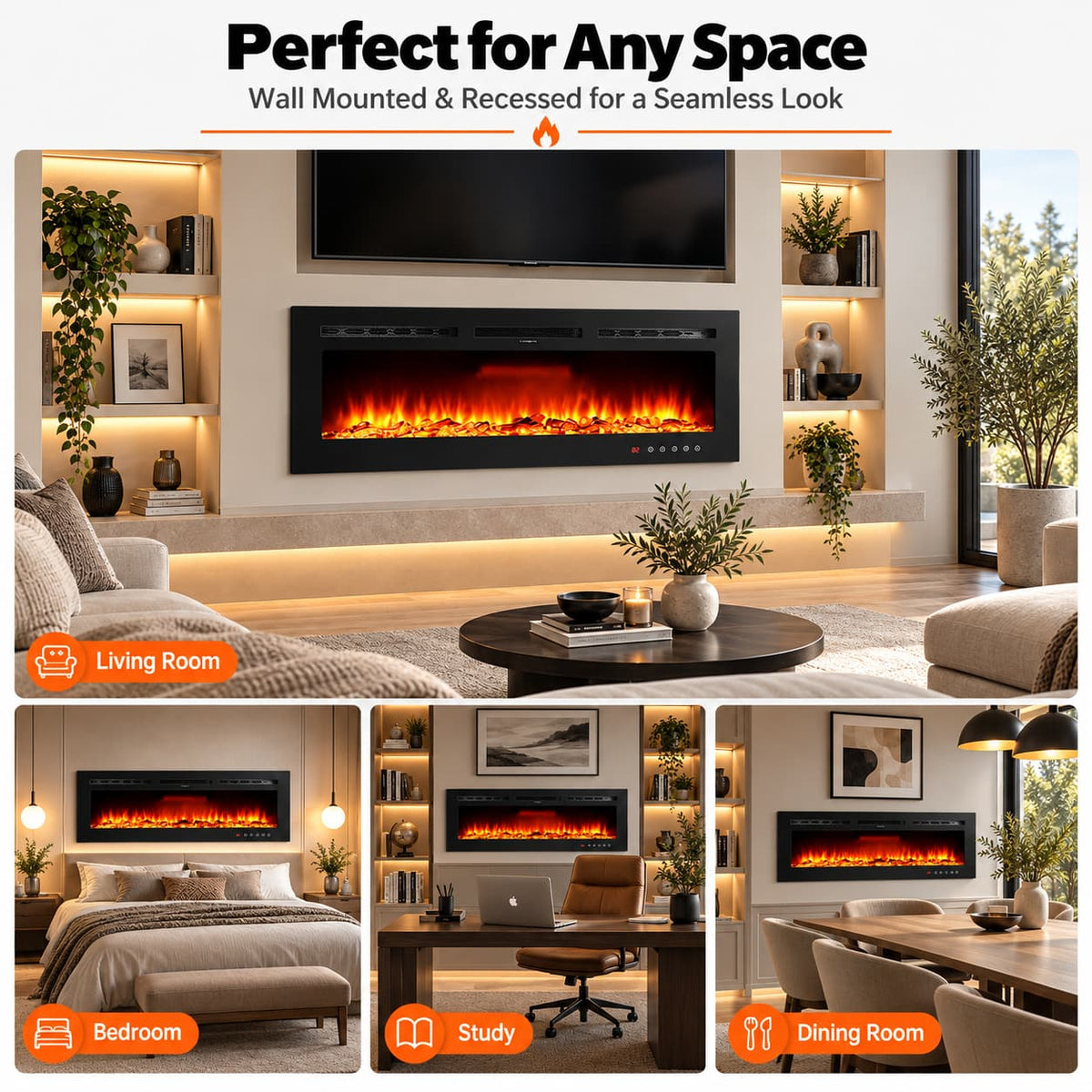 50” Recessed Electric Fireplace