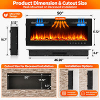 50” Recessed Electric Fireplace