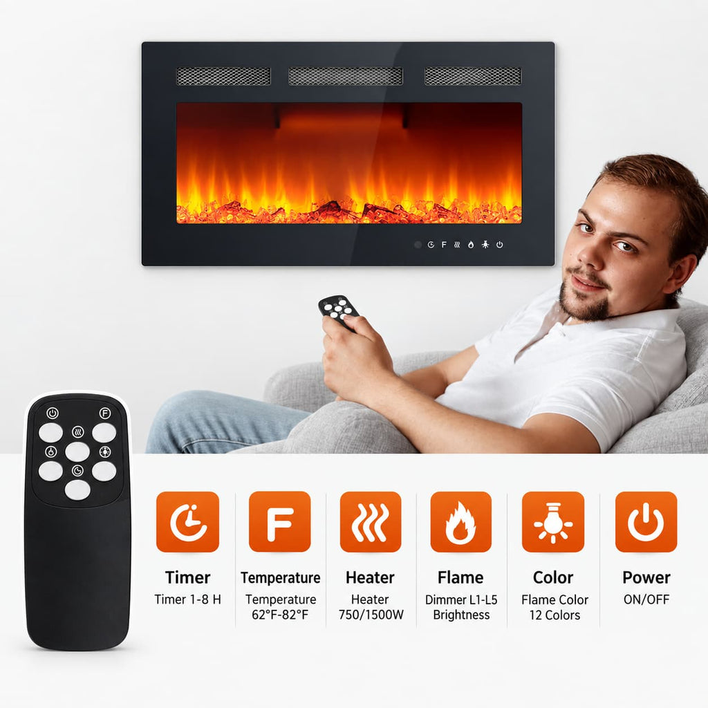 30” Recessed Electric Fireplace