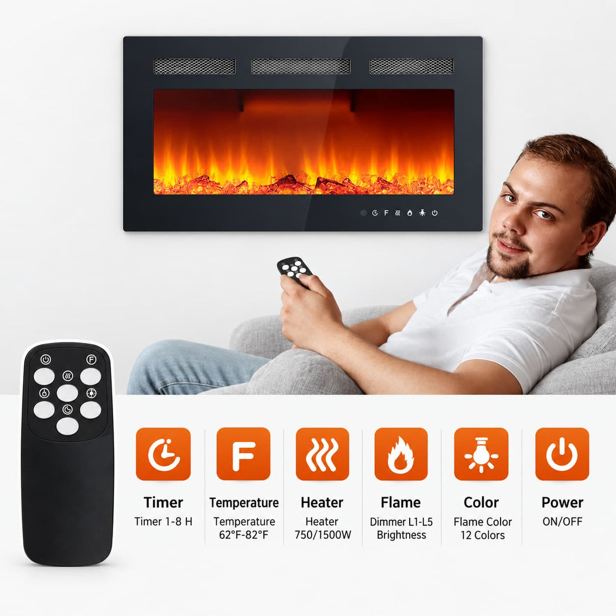 30” Recessed Electric Fireplace