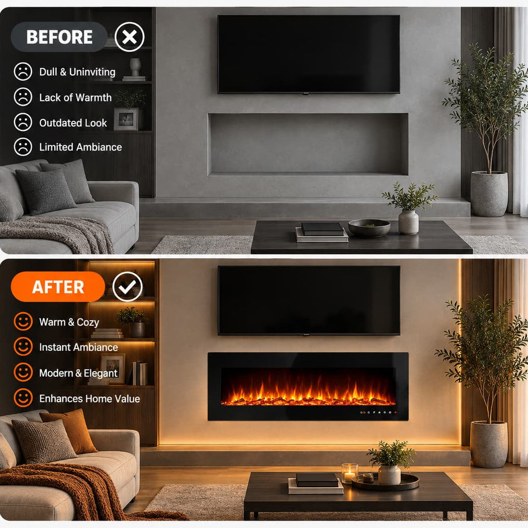 50” Recessed Electric Fireplace