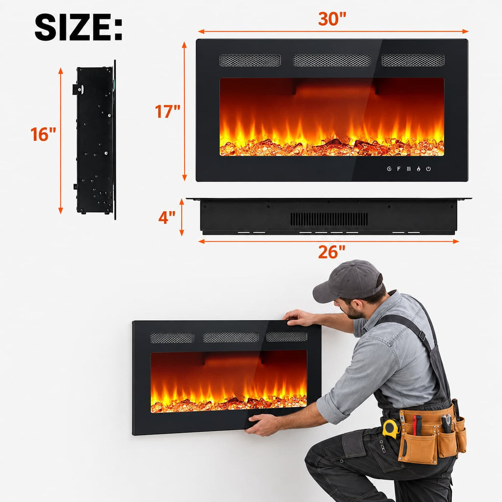 30” Recessed Electric Fireplace
