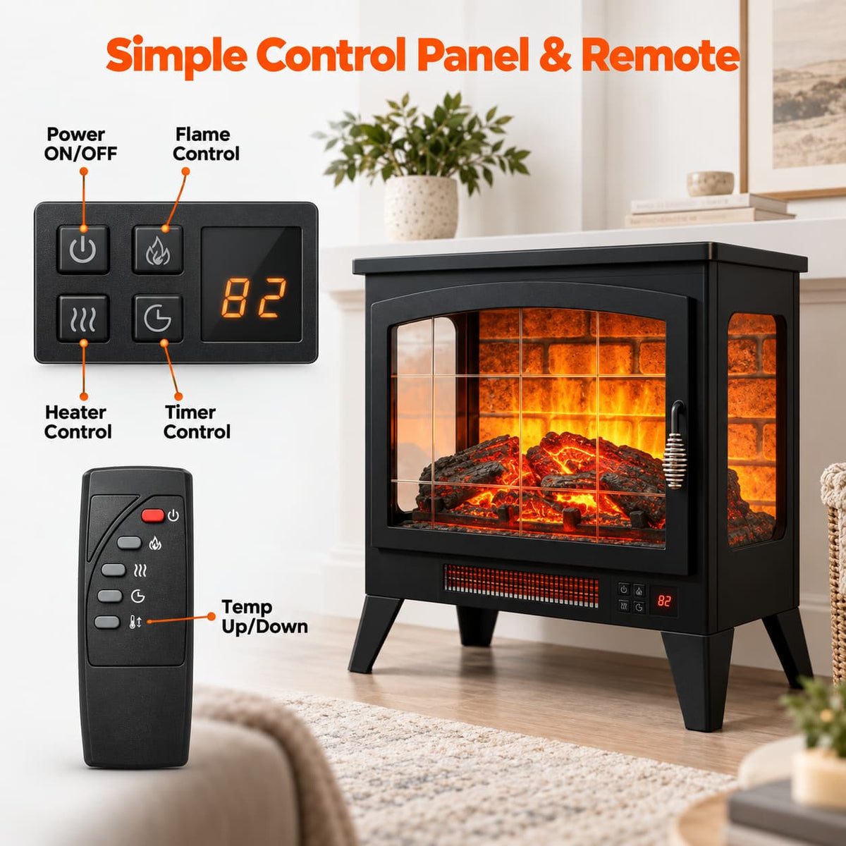 21” Three-Sided Freestanding Electric Fireplace