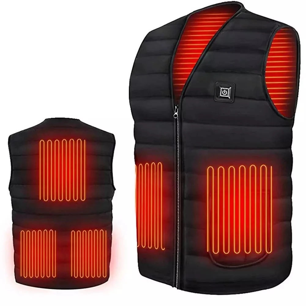 Cotton Heated Vest, 9 Zones, V-Neck, Unisex