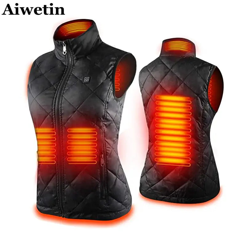 Women's V-Neck Zip Heated Vest, 4/9 Zones