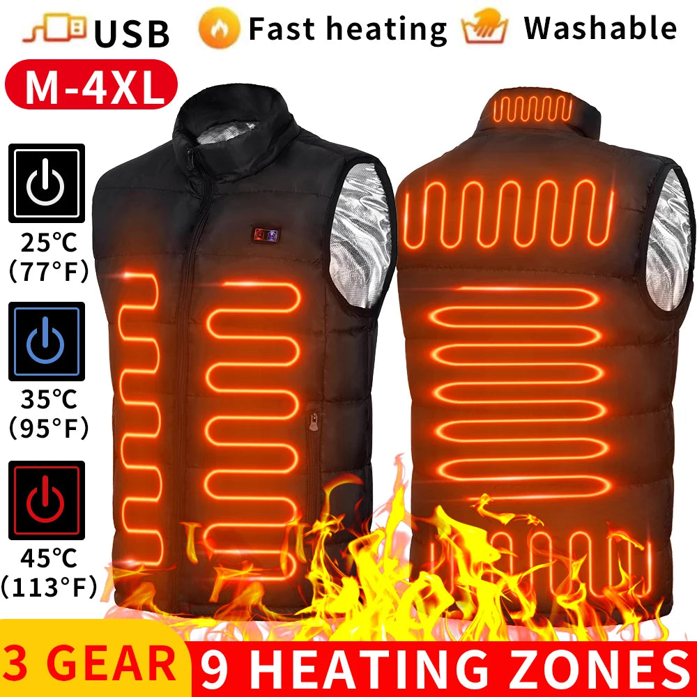 Graphene Heated Vest, 9 Zones, USB Powered