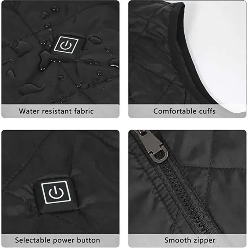 Women's V-Neck Zip Heated Vest, 4/9 Zones