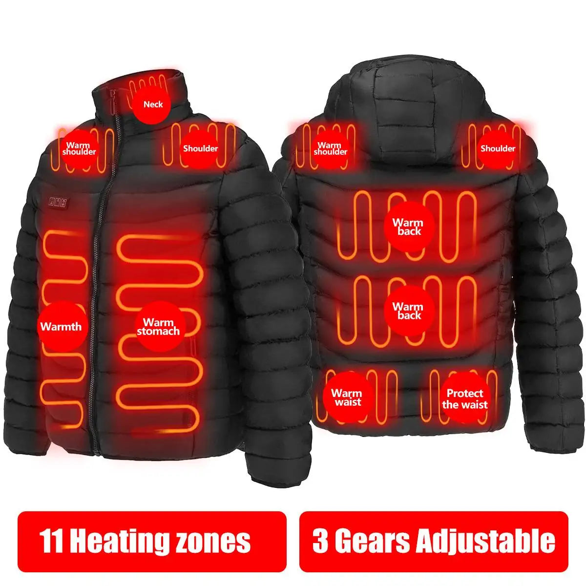Graphene Heated Down Jacket, Up to 17 Zones