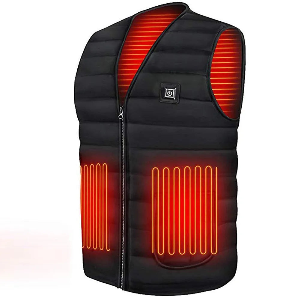 Cotton Heated Vest, 9 Zones, V-Neck, Unisex