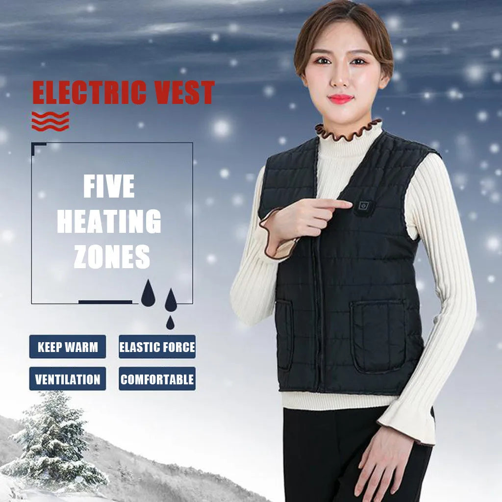 Cotton Heated Vest, 9 Zones, V-Neck, Unisex