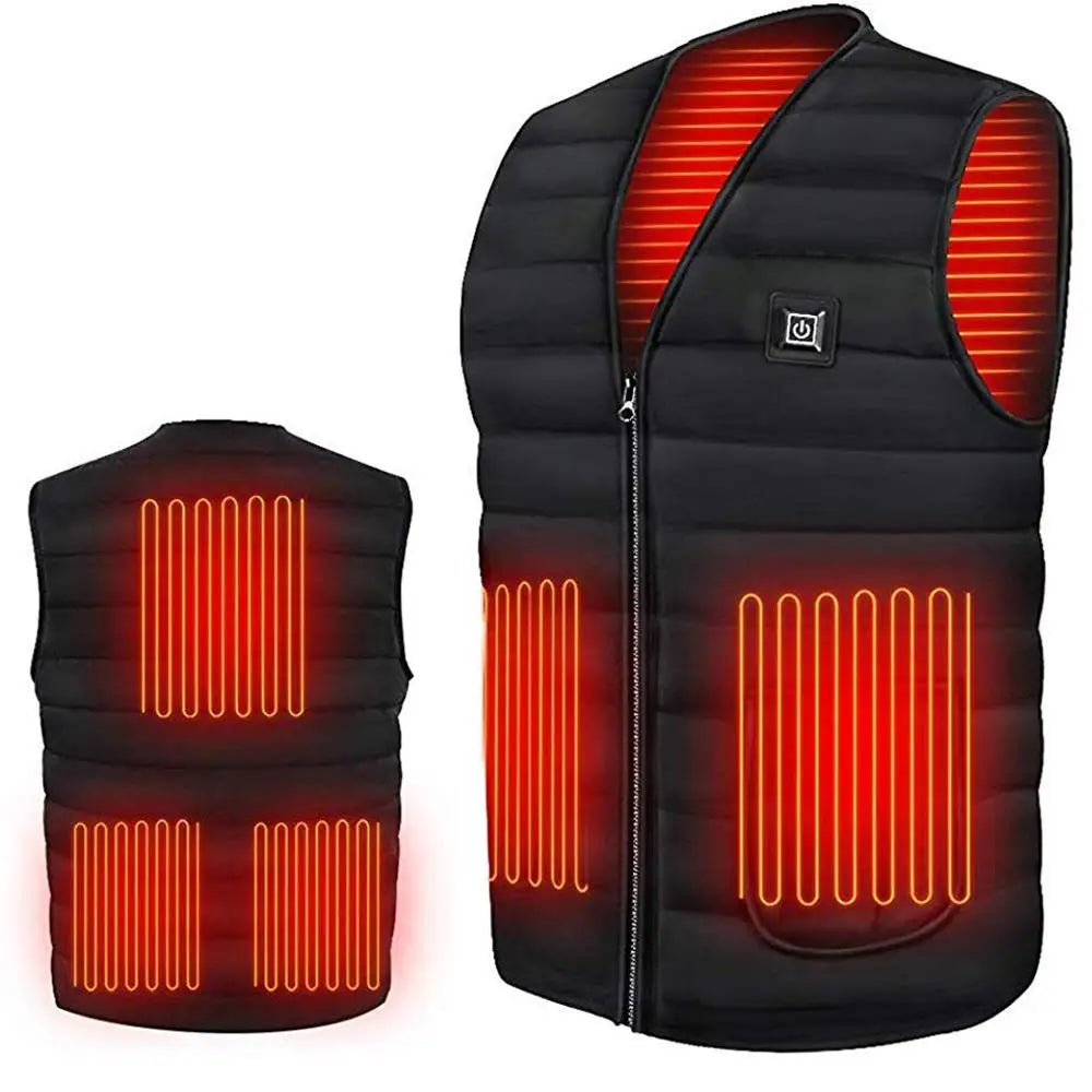 Cotton Heated Vest, 9 Zones, V-Neck, Unisex