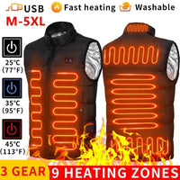 Graphene Heated Vest, 9 Zones, USB Powered