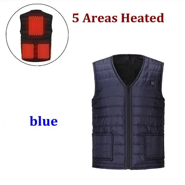 Cotton Heated Vest, 9 Zones, V-Neck, Unisex