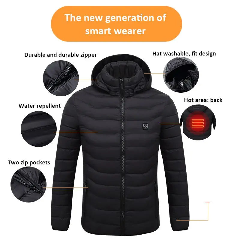 Men's Hooded Heated Parka, Smart Thermostat