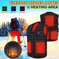 Cotton Heated Vest, 9 Zones, V-Neck, Unisex