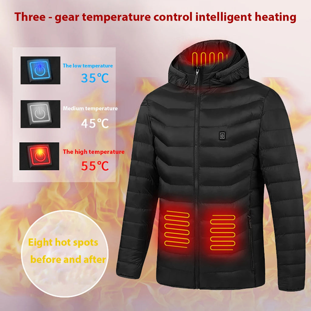 Men's Heated Down Parka, Up to 17 Zones