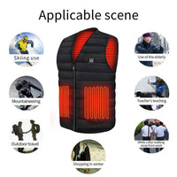 Cotton Heated Vest, 9 Zones, V-Neck, Unisex