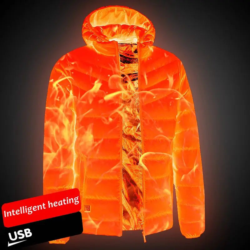 Men's Heated Down Parka, Up to 17 Zones