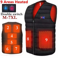 Cotton Heated Vest, 9 Zones, V-Neck, Unisex