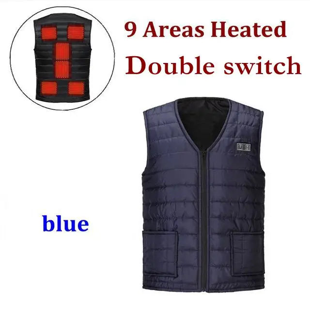 Cotton Heated Vest, 9 Zones, V-Neck, Unisex
