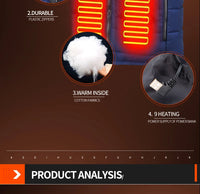 Graphene Heated Vest, 9 Zones, USB Powered