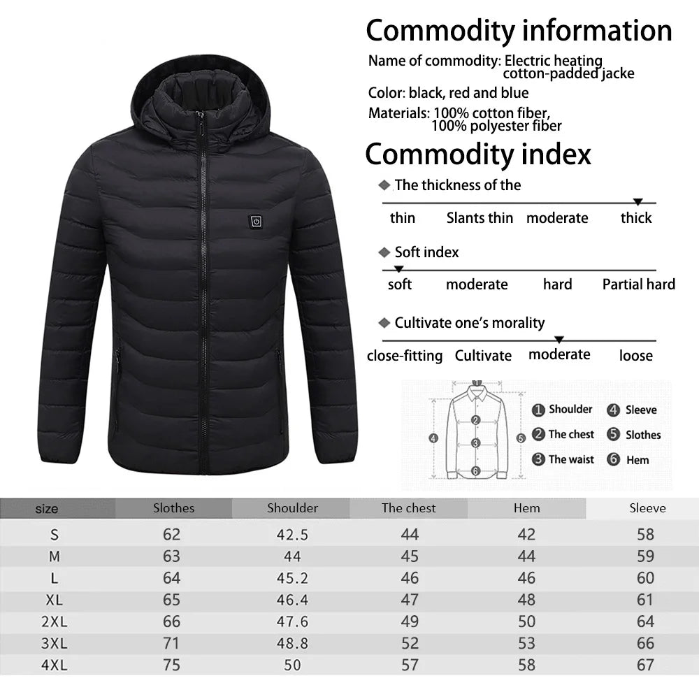 Graphene Heated Down Jacket, Up to 17 Zones
