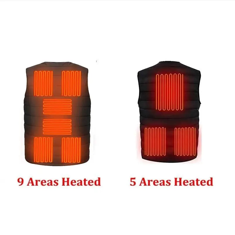 Cotton Heated Vest, 9 Zones, V-Neck, Unisex