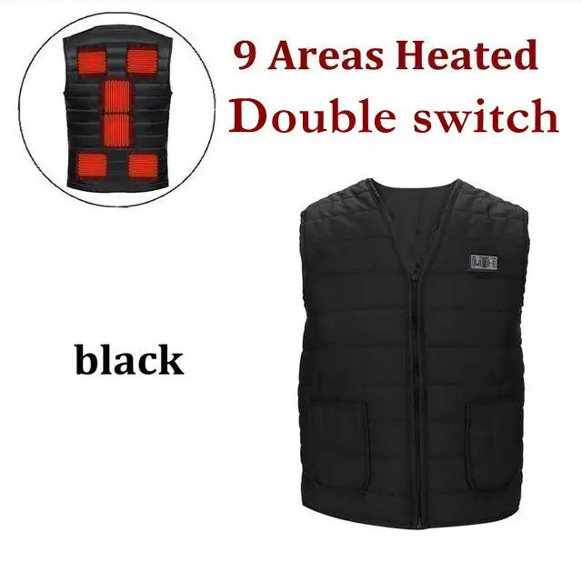 Cotton Heated Vest, 9 Zones, V-Neck, Unisex