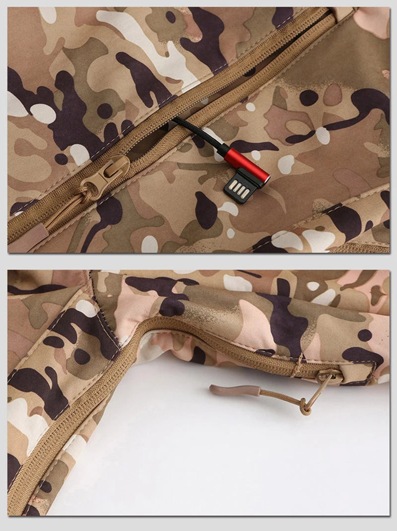 Hooded Heated Hunting Jacket, USB Smart