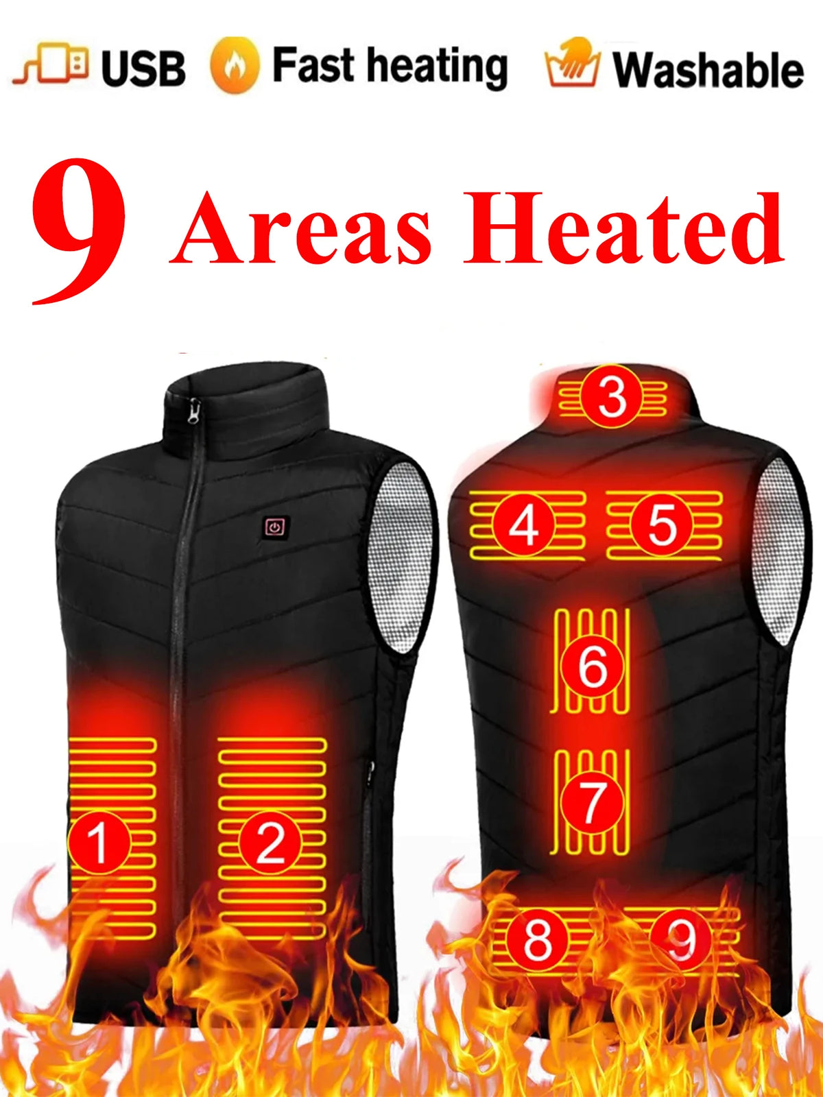 9-Zone USB Heated Vest, Sportswear
