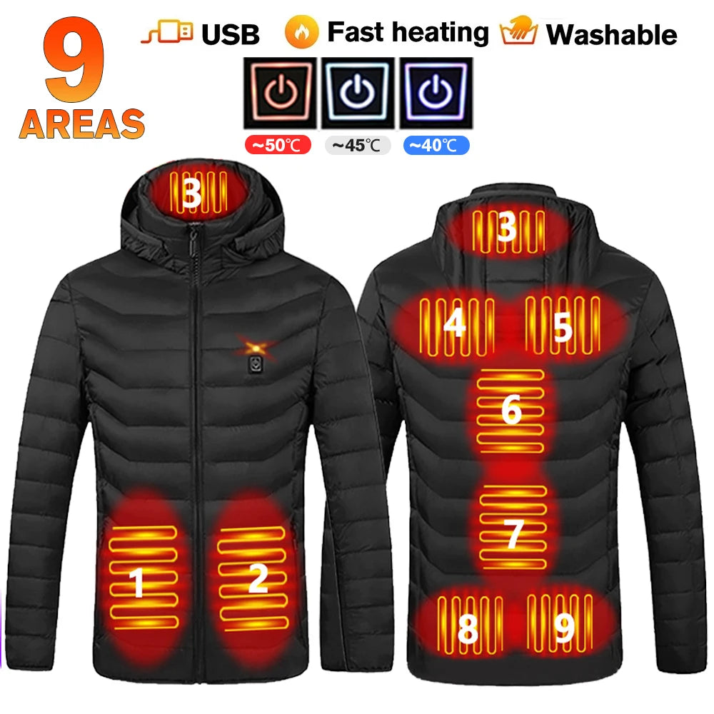 USB Heated Jacket Hoodie, Up to 31 Zones