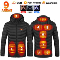 USB Heated Jacket Hoodie, Up to 31 Zones