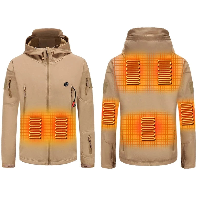 Hooded Heated Hunting Jacket, USB Smart