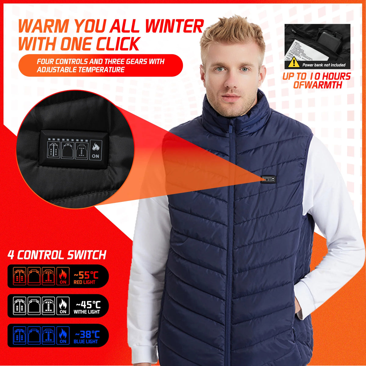 TODWARM Heated Vest, 26 Zones, 4 Controls