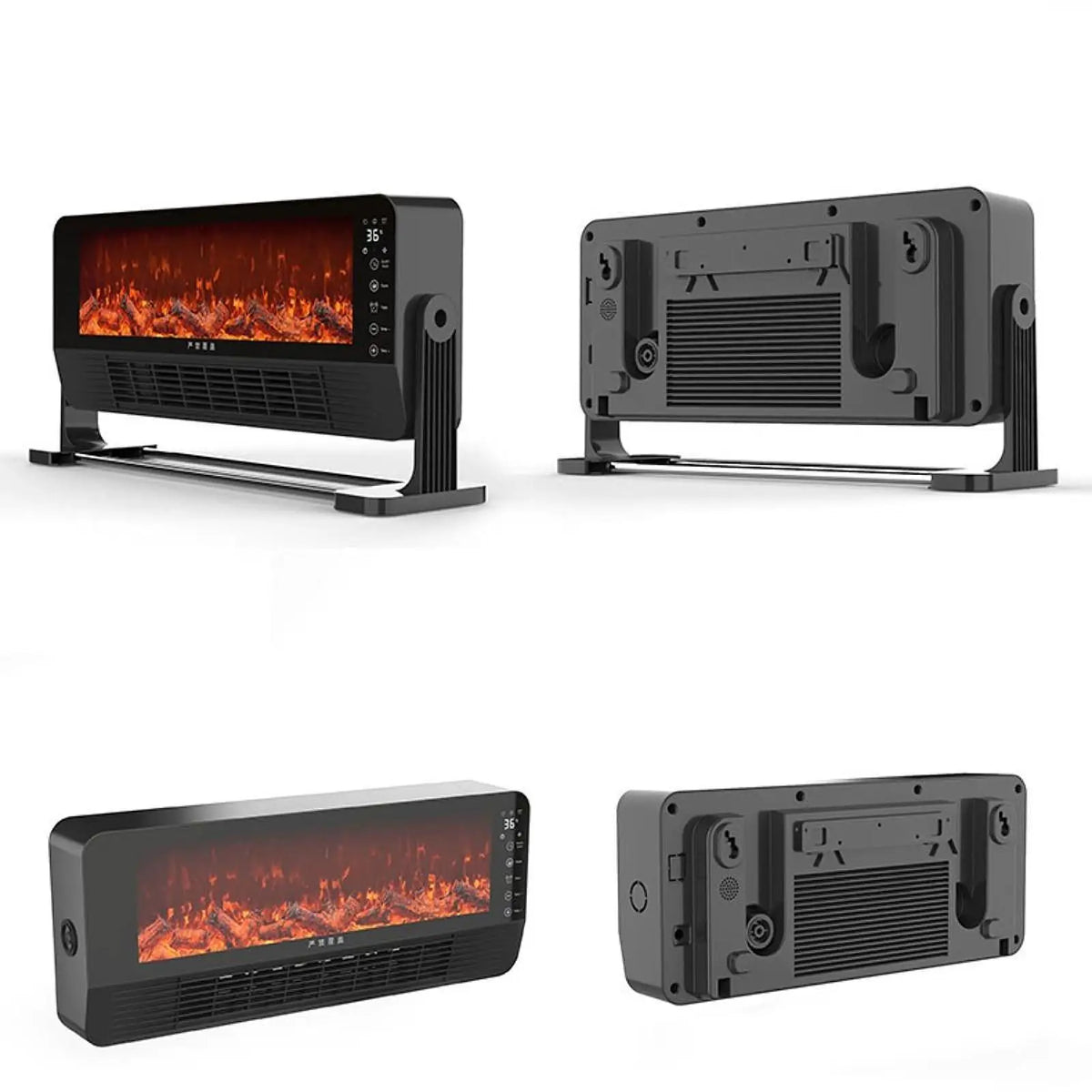 Quiet Electric Fireplace Heater, Desktop/Wall