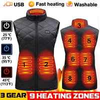Women's V-Neck Zip Heated Vest, 4/9 Zones