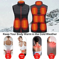 Women's Graphene Heated Vest, 4/9 Zones, USB