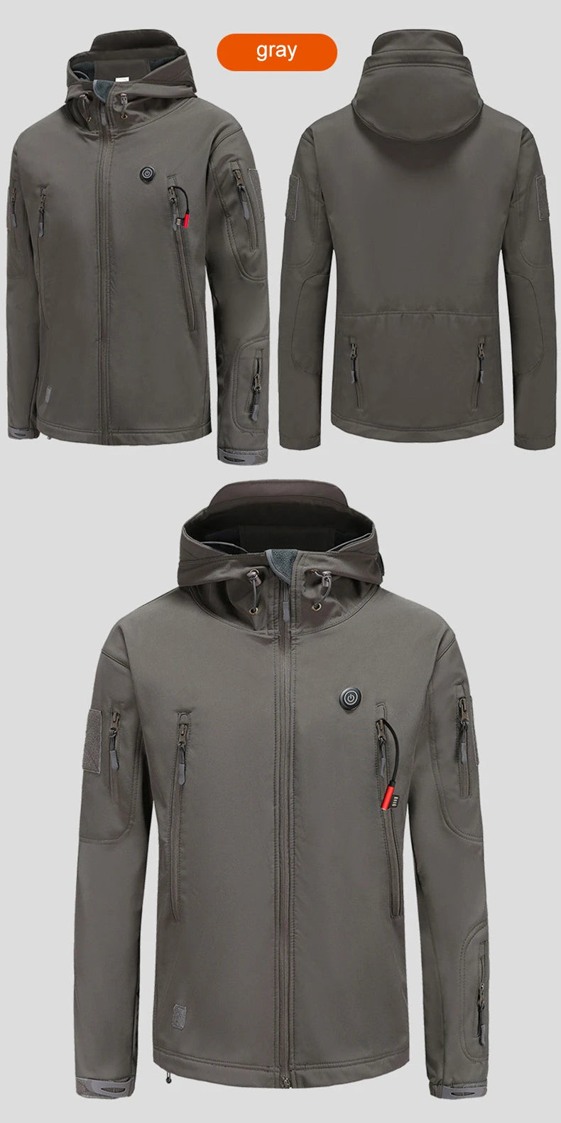 Hooded Heated Hunting Jacket, USB Smart