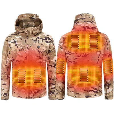 Hooded Heated Hunting Jacket, USB Smart