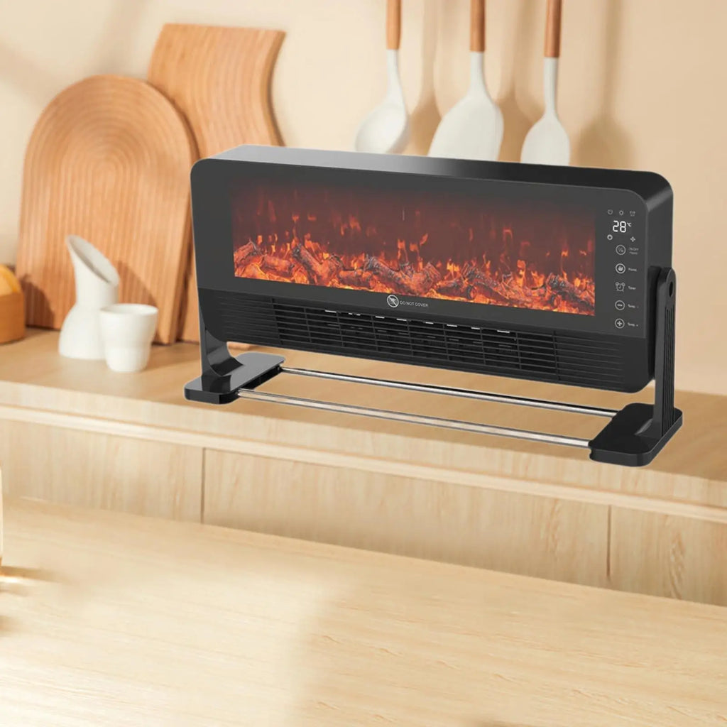 Quiet Electric Fireplace Heater, Desktop/Wall