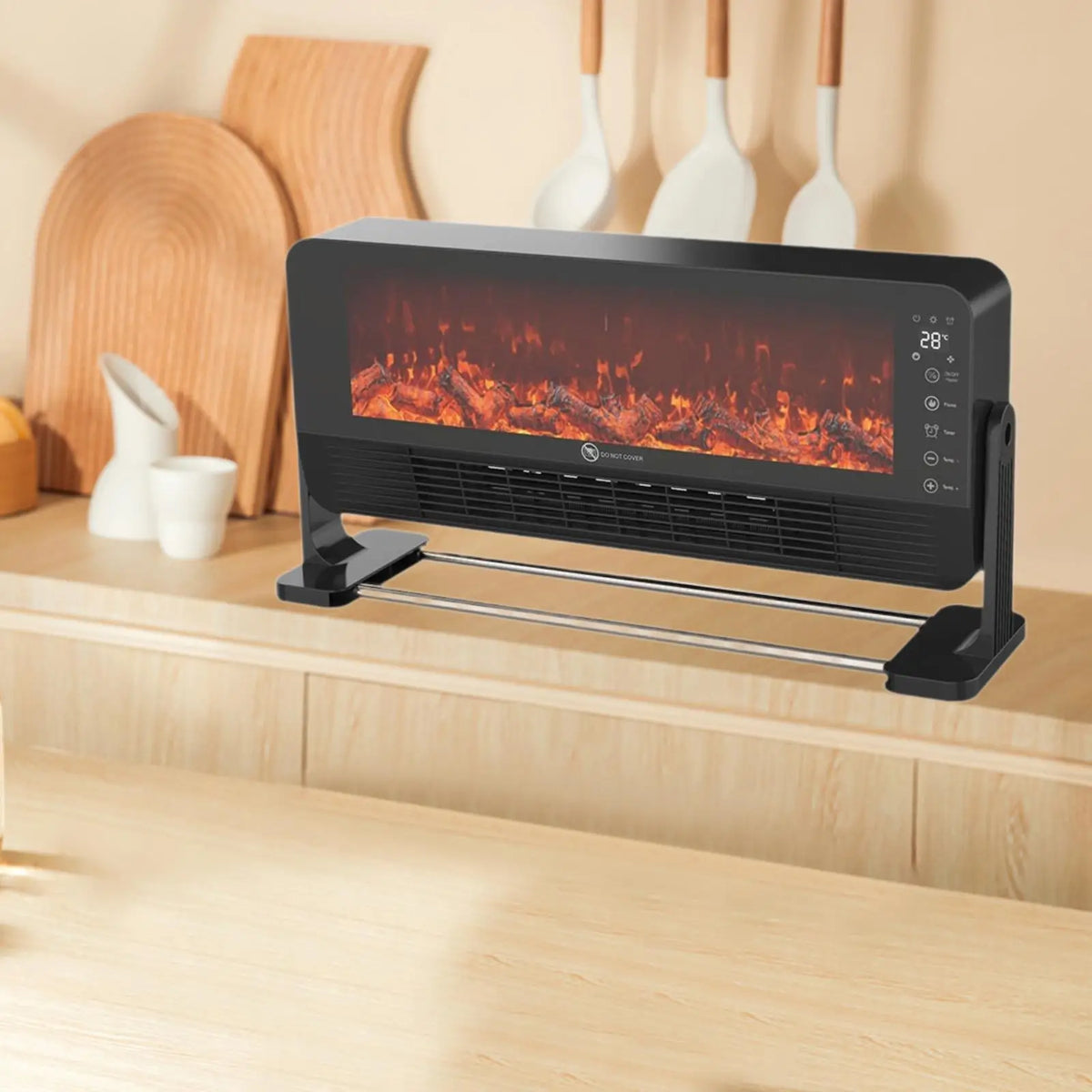 Quiet Electric Fireplace Heater, Desktop/Wall