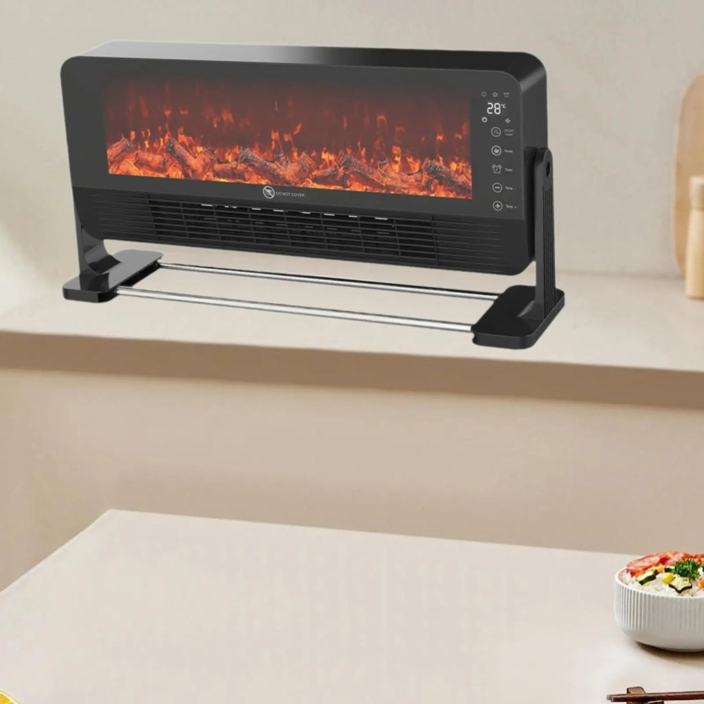 Quiet Electric Fireplace Heater, Desktop/Wall