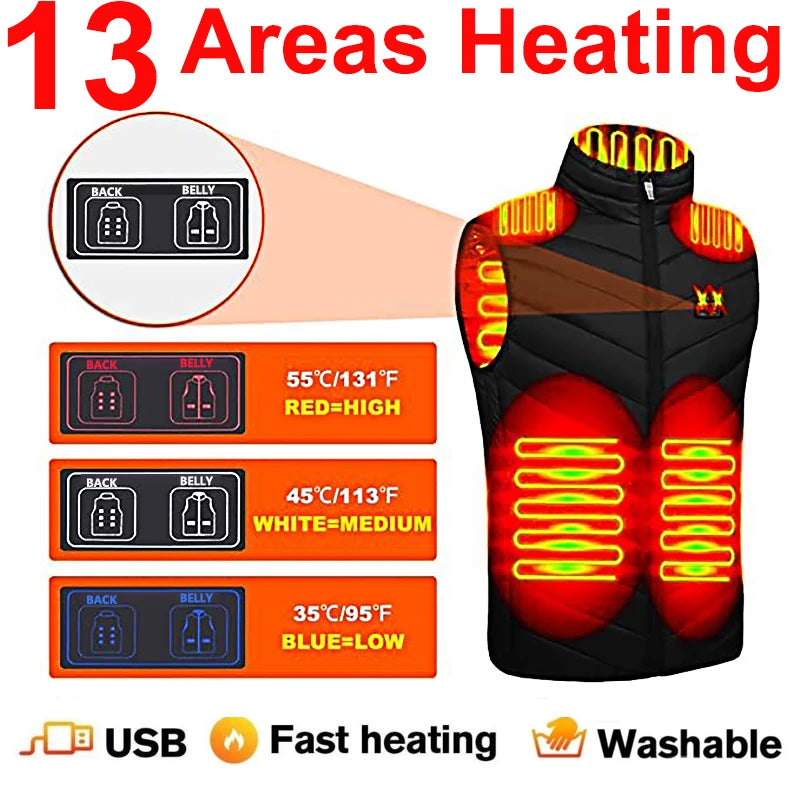 Electric Heated Bodywarmer Vest, 17 Zones