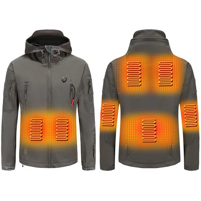 Hooded Heated Hunting Jacket, USB Smart