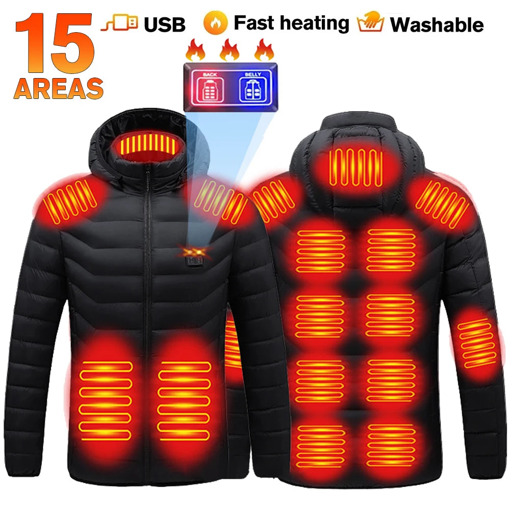 USB Heated Jacket Hoodie, Up to 31 Zones