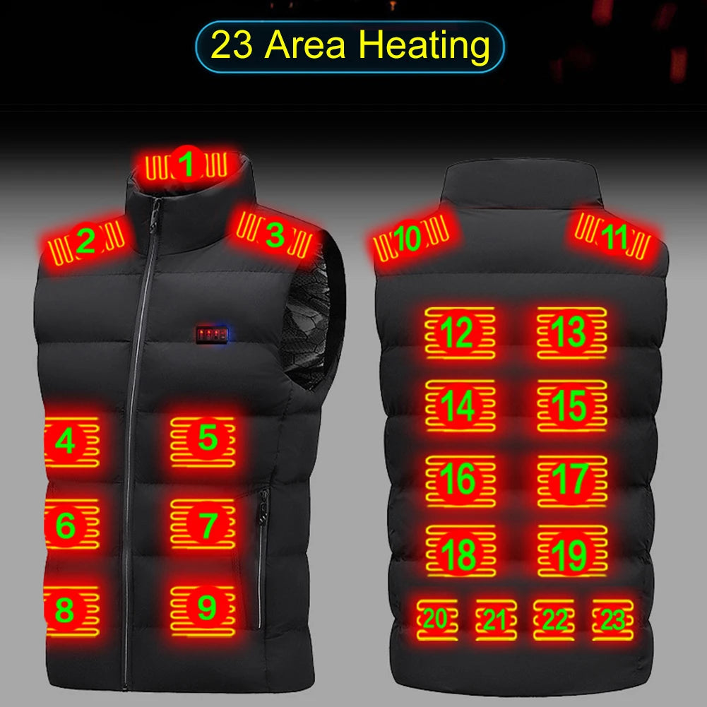23-Zone Heated Cotton Vest, V-Neck, M-7XL