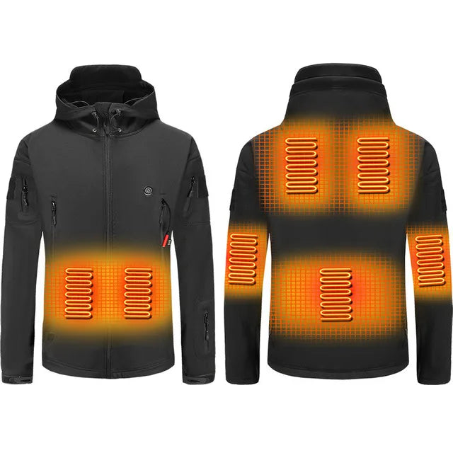Hooded Heated Hunting Jacket, USB Smart