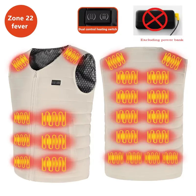 Unisex 22-Zone Heated Vest, V-Neck